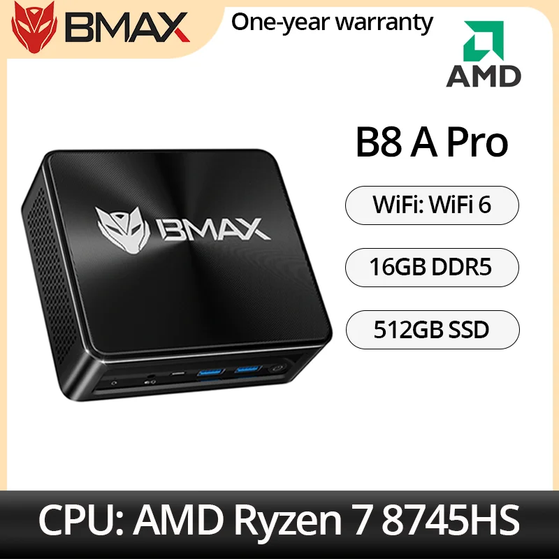 Мини-ПК BMAX B8 A Pro с процессором AMD Ryzen 7 8745HS, 16 ГБ DDR5, 512 ГБ NVMe SSD, Windows 11 Pro, Wi-Fi 6, Bluetooth 5.2
Мини-ПК BMAX B8 A Pro с процессором AMD Ryzen 7 8745HS, 16 ГБ DDR5, 512 ГБ NVMe SSD, Windows 11 Pro, Wi-Fi 6, Bluetooth 5.2