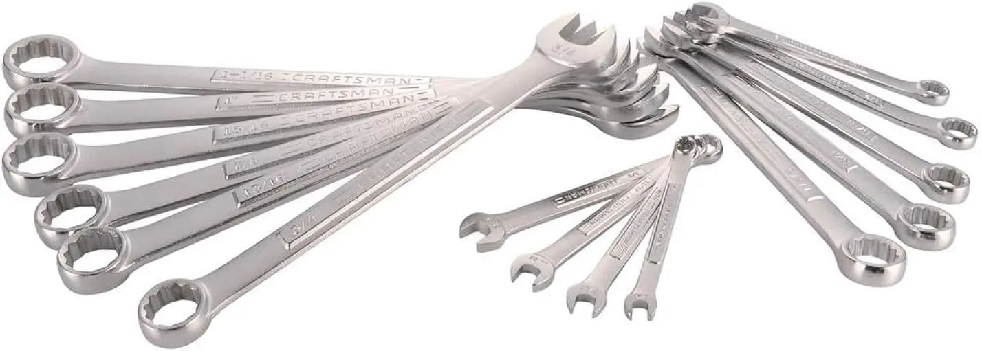 15-Piece SAE Wrench Set, 12-Point Box End, Corrosion-Resistant Chrome Finish
15-Piece SAE Wrench Set, 12-Point Box End, Corrosion-Resistant Chrome Finish