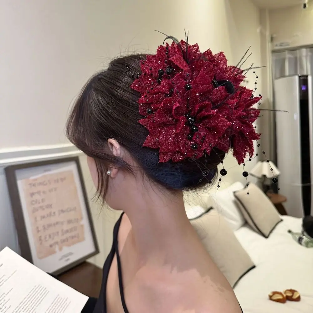 Elegant Peony Flower Grasping Clip Sequin Plastic Hair Claw Tassel Crab Hair Clips Women
Elegant Peony Flower Grasping Clip Sequin Plastic Hair Claw Tassel Crab Hair Clips Women
