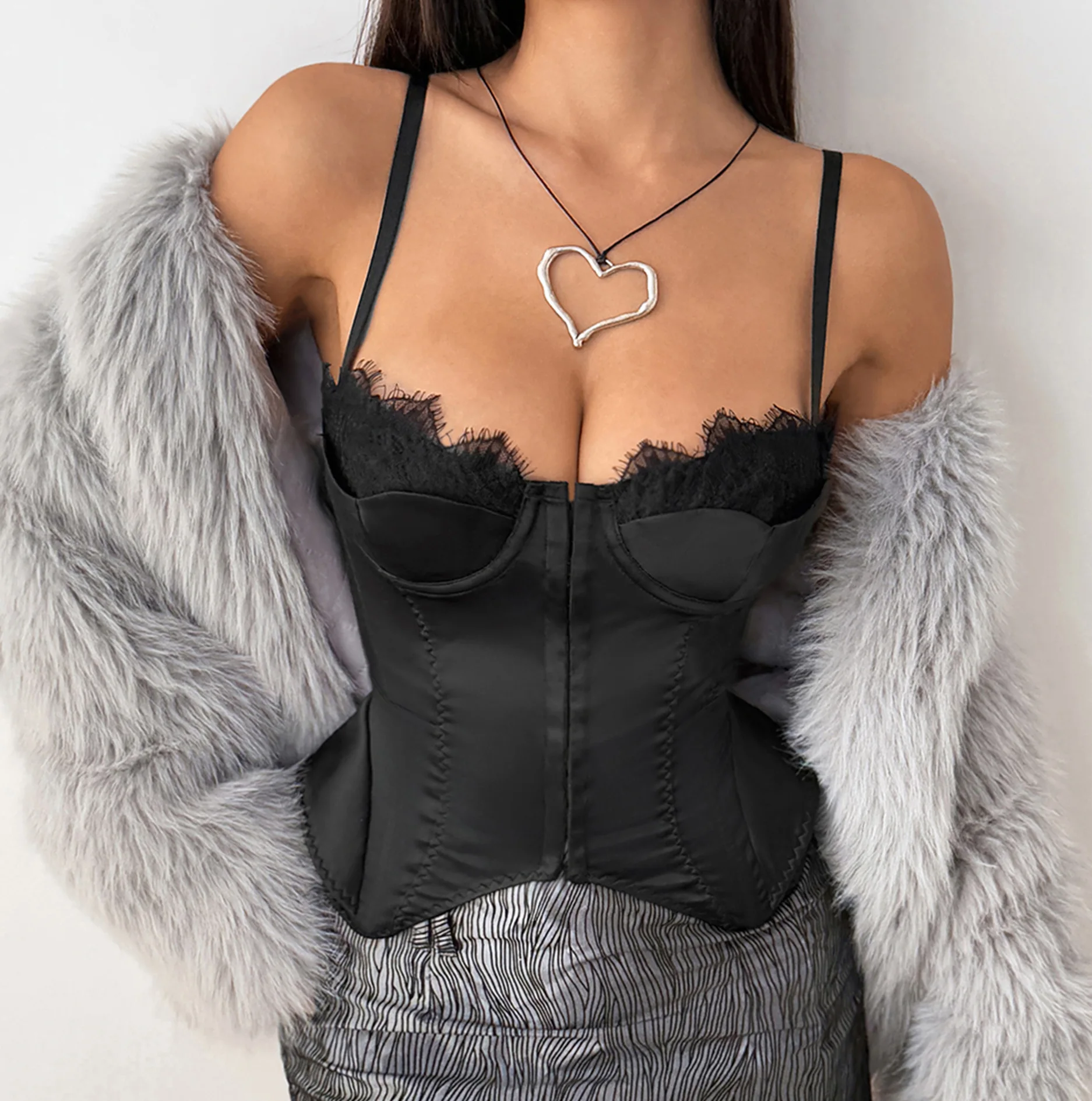 Chic Lace Satin Corset Camisole Crop Tops for Women Sexy Sleeveless Backless Lace Up Corsets Solid Slim Fit Tank Top Summer Vest
Chic Lace Satin Corset Camisole Crop Tops for Women Sexy Sleeveless Backless Lace Up Corsets Solid Slim Fit Tank Top Summer Vest