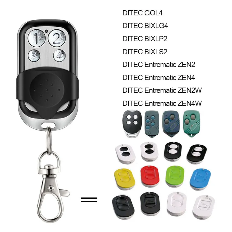 DITEC Remote Control GOL4 BIXLG4 BIXLP2 BIXLS2 Entrematic ZEN2 ZEN4 ZEN2W ZEN4W Garage Door Opener Remote Control 433.92MHz
DITEC Remote Control GOL4 BIXLG4 BIXLP2 BIXLS2 Entrematic ZEN2 ZEN4 ZEN2W ZEN4W Garage Door Opener Remote Control 433.92MHz