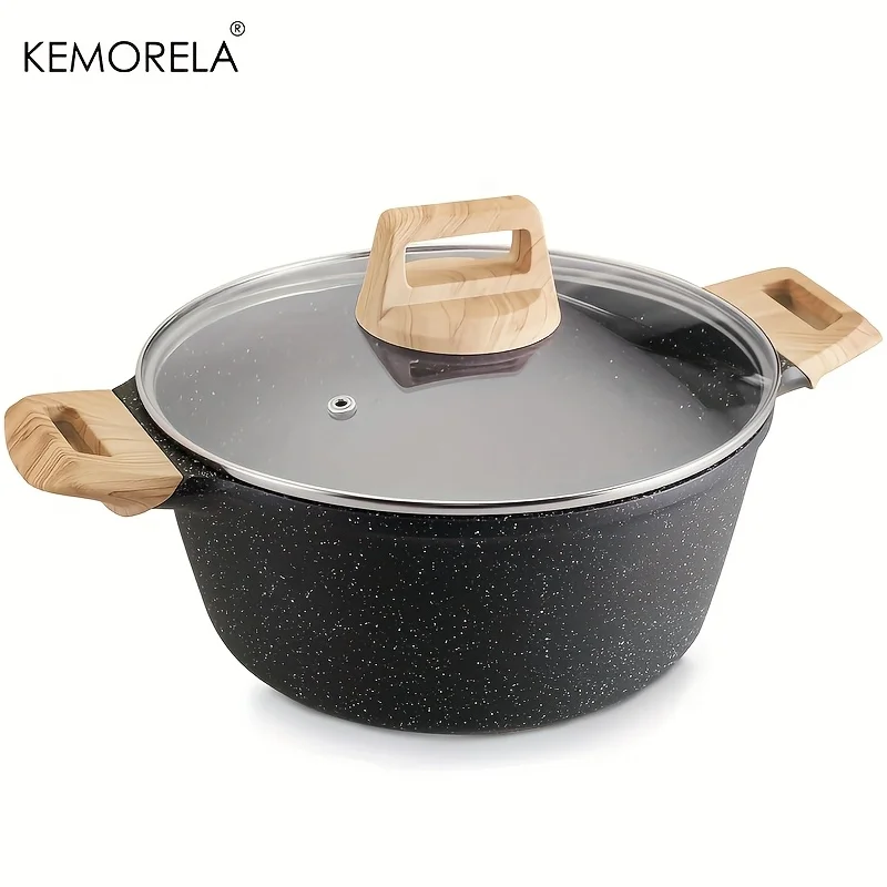 Granite-Coated Nonstick Stock Pot with Lid - Aluminum All-Stove Compatible Cookware for Soup Broth Wooden Handles Easy-Clean
Granite-Coated Nonstick Stock Pot with Lid - Aluminum All-Stove Compatible Cookware for Soup Broth Wooden Handles Easy-Clean