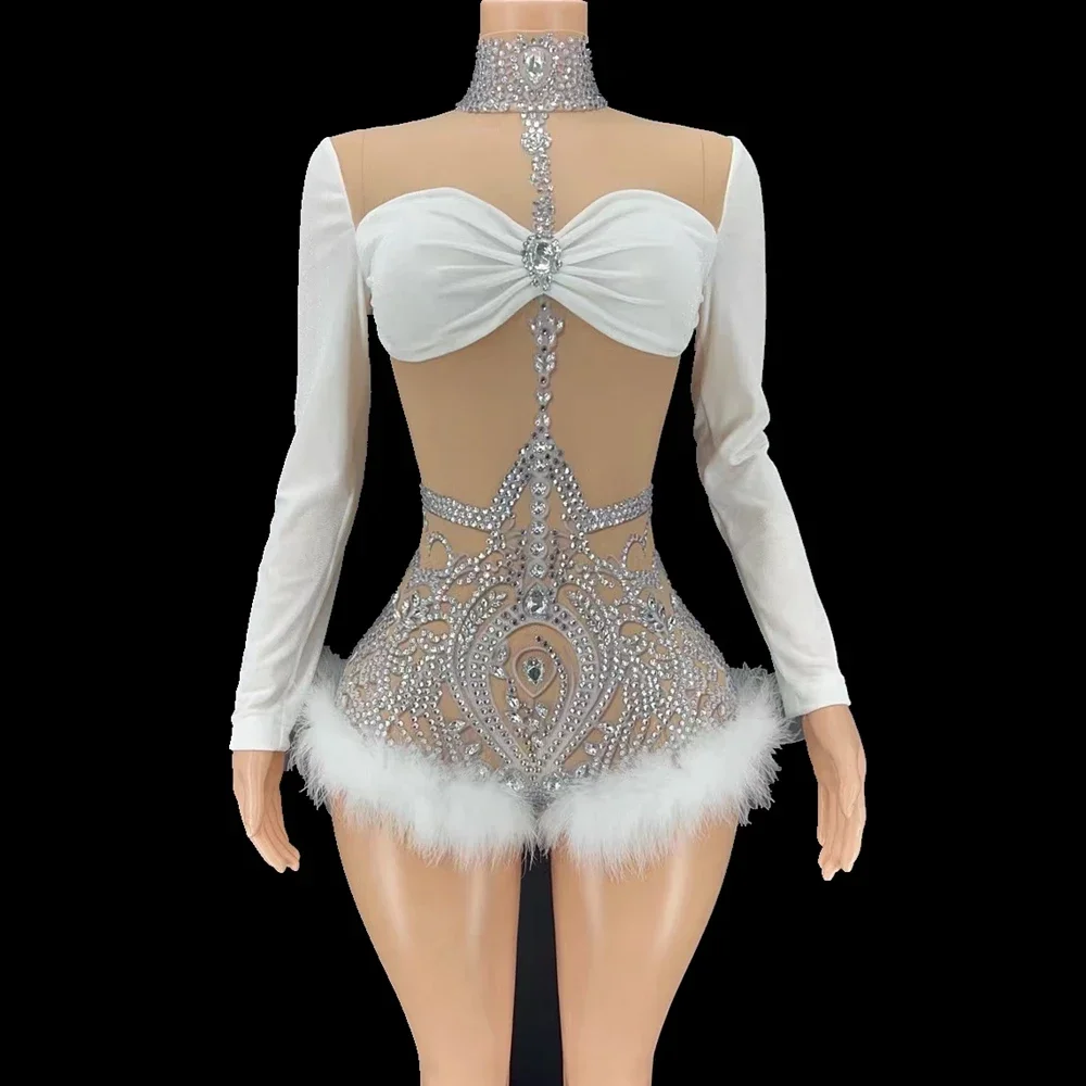 Sparkly Rhinestones Long Sleeve Transparent Feather Bodysuit Sexy Dance Costume Birthday Party Night Outfit Leotard Stage Wear
Sparkly Rhinestones Long Sleeve Transparent Feather Bodysuit Sexy Dance Costume Birthday Party Night Outfit Leotard Stage Wear
