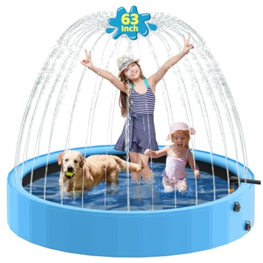 Dog Pool with Sprinkler 63'' Foldable Dog Pools for Large Dogs 2-in-1 PVC Non Slip Pet Bathing Tub for Outdoor Backyard Blue
Dog Pool with Sprinkler 63'' Foldable Dog Pools for Large Dogs 2-in-1 PVC Non Slip Pet Bathing Tub for Outdoor Backyard Blue