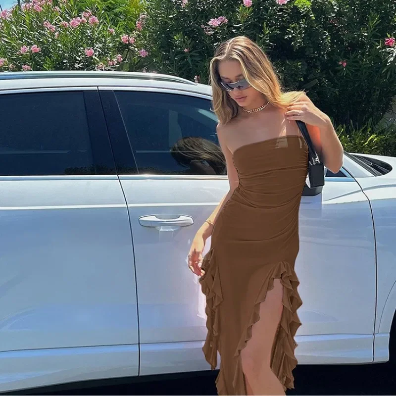 Elegant Strapless Dress Women Irregular Tassel 2023 Summer Trend Skinny Split Maxi Bodycon Birthday Party Clubwear
Elegant Strapless Dress Women Irregular Tassel 2023 Summer Trend Skinny Split Maxi Bodycon Birthday Party Clubwear