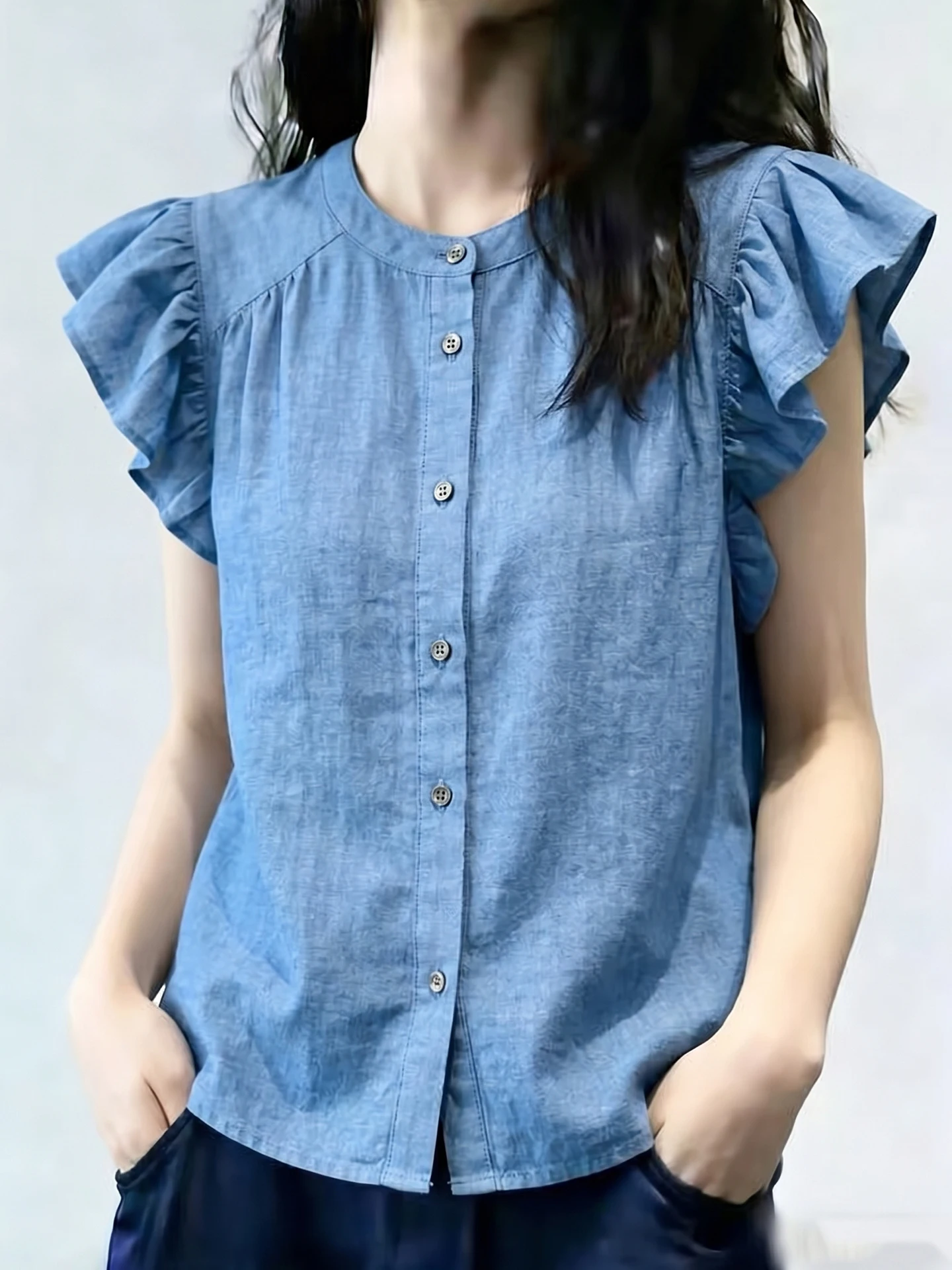 Fashionable Korean Style Single Button Shirt Women's Design Sensation Summer 2026 Trendy Fly Sleeve Top Elegant Classy
Fashionable Korean Style Single Button Shirt Women's Design Sensation Summer 2026 Trendy Fly Sleeve Top Elegant Classy