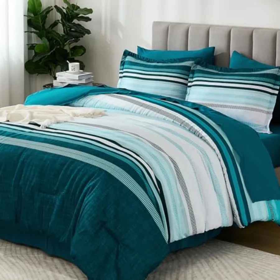 Size Comforter Set 7 Pieces, Boho Striped Bed in a Bag Soft Microfiber All Season Bedding Set with Comforter, Sheets, Pillowcas
Size Comforter Set 7 Pieces, Boho Striped Bed in a Bag Soft Microfiber All Season Bedding Set with Comforter, Sheets, Pillowcas