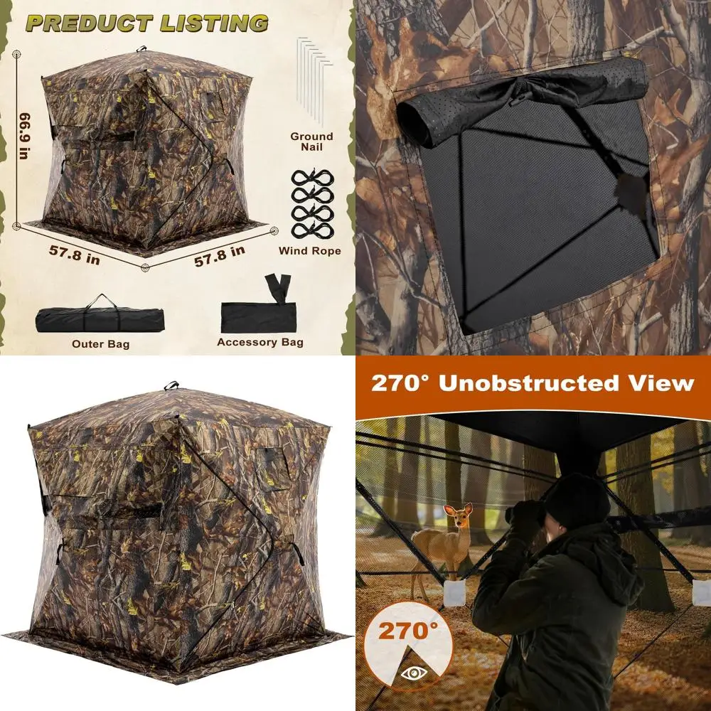 Палатка для охоты на 2-3 человек, камуфляжная, с углом обзора 270 градусов ° Сумка для переноски и хранения
Палатка для охоты на 2-3 человек, камуфляжная, с углом обзора 270 градусов ° Сумка для переноски и хранения