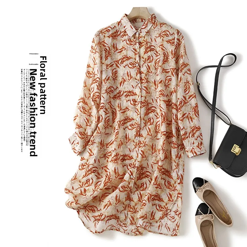 Floral Print Linen irt Dr Women's Long Sve Mid-Length Top Collar Button Detailing Versatile Sle Autumn Collection
Floral Print Linen irt Dr Women's Long Sve Mid-Length Top Collar Button Detailing Versatile Sle Autumn Collection