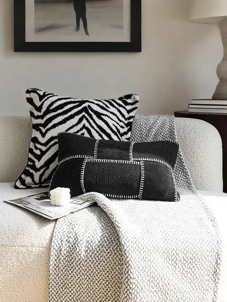Modern Luxury Sofa Pillow Cover Black White Zebra Pattern Square Black Woven Waist Cushion Simple Living Room Decorative Pillow
Modern Luxury Sofa Pillow Cover Black White Zebra Pattern Square Black Woven Waist Cushion Simple Living Room Decorative Pillow