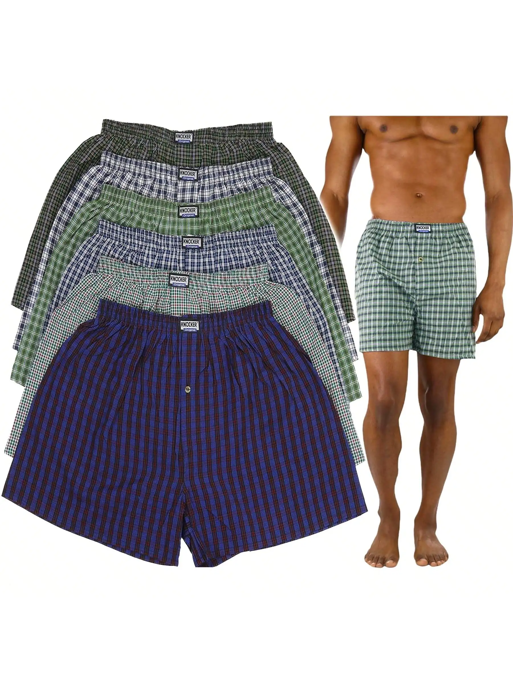 Mens Classic Fit Plaid Boxer Shorts With Button Fly
Mens Classic Fit Plaid Boxer Shorts With Button Fly
