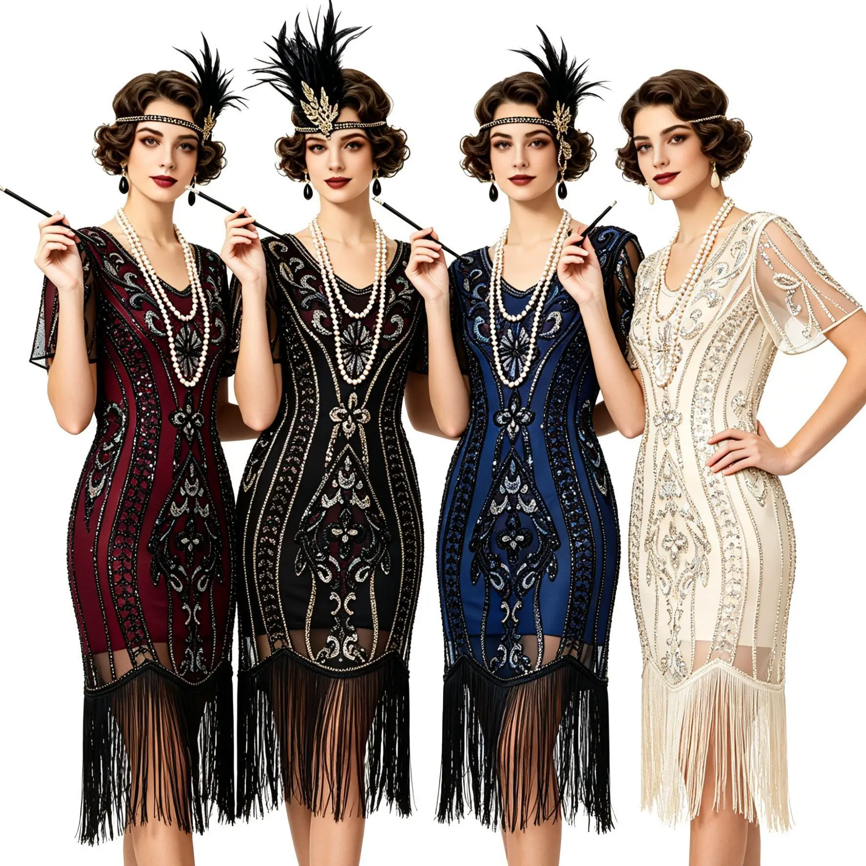 New Sexy Women's 1920s Gatsby Flapper Dress Sequin Art Deco Roaring Gatsby Dress with Short Sleeve Vintage Flapper Dresses
New Sexy Women's 1920s Gatsby Flapper Dress Sequin Art Deco Roaring Gatsby Dress with Short Sleeve Vintage Flapper Dresses