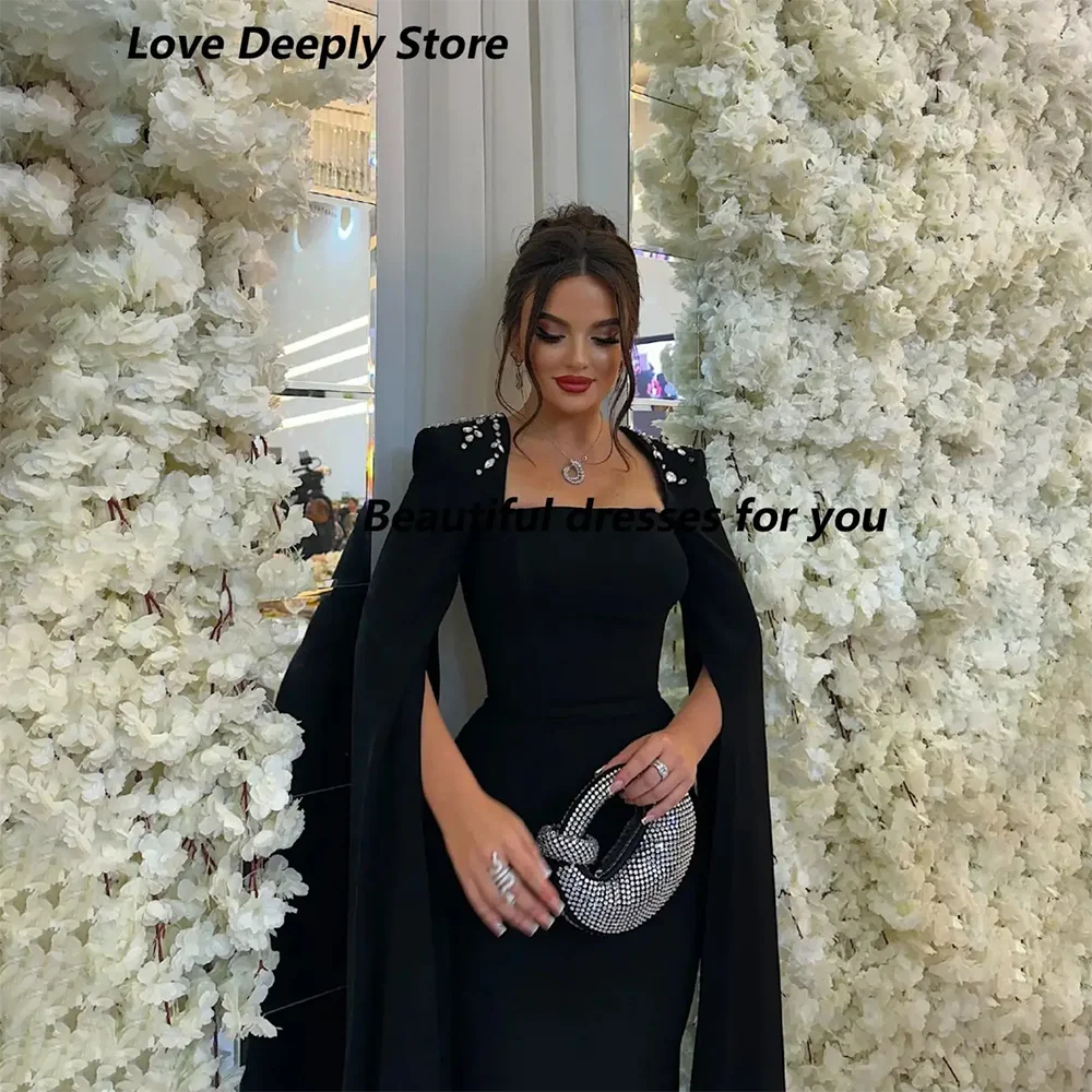 Black Evening Dress Customized Long Sleeves Square Neck Elegant Evening Gowns 2025 Pleated Crystal Trumpet Formal Party Dresses
Black Evening Dress Customized Long Sleeves Square Neck Elegant Evening Gowns 2025 Pleated Crystal Trumpet Formal Party Dresses
