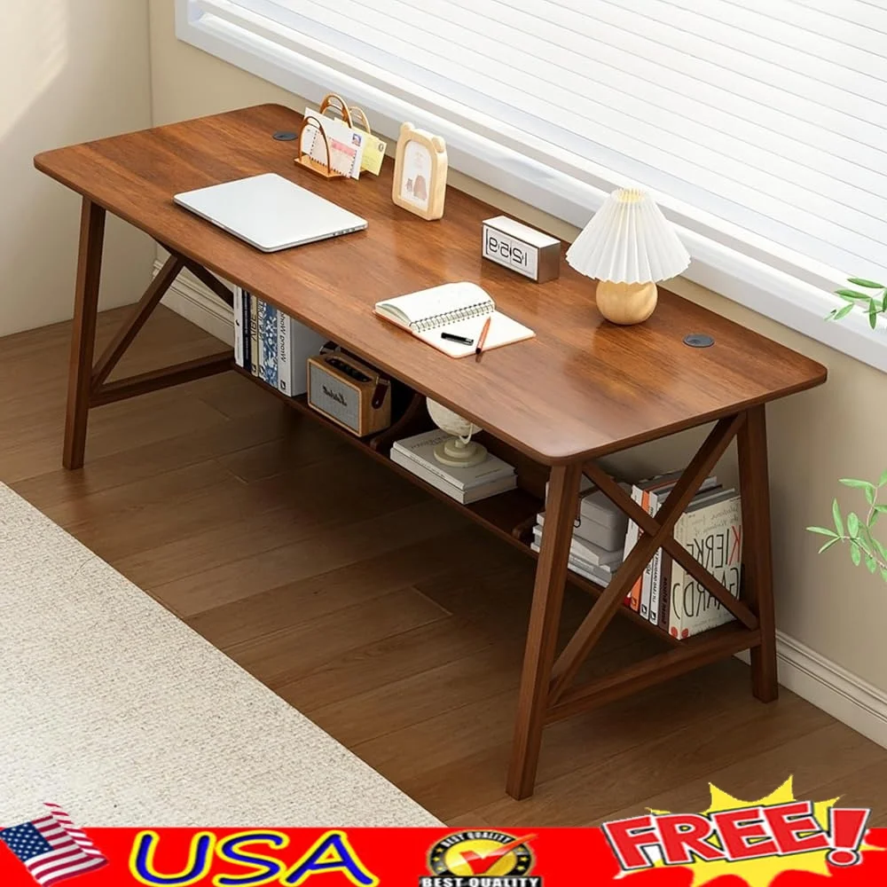 Extra Long Desk with Bookshelf Solid Wood Home Office Workstation 2-Person Study Table Computer Writing Table with Storage Shelf
Extra Long Desk with Bookshelf Solid Wood Home Office Workstation 2-Person Study Table Computer Writing Table with Storage Shelf