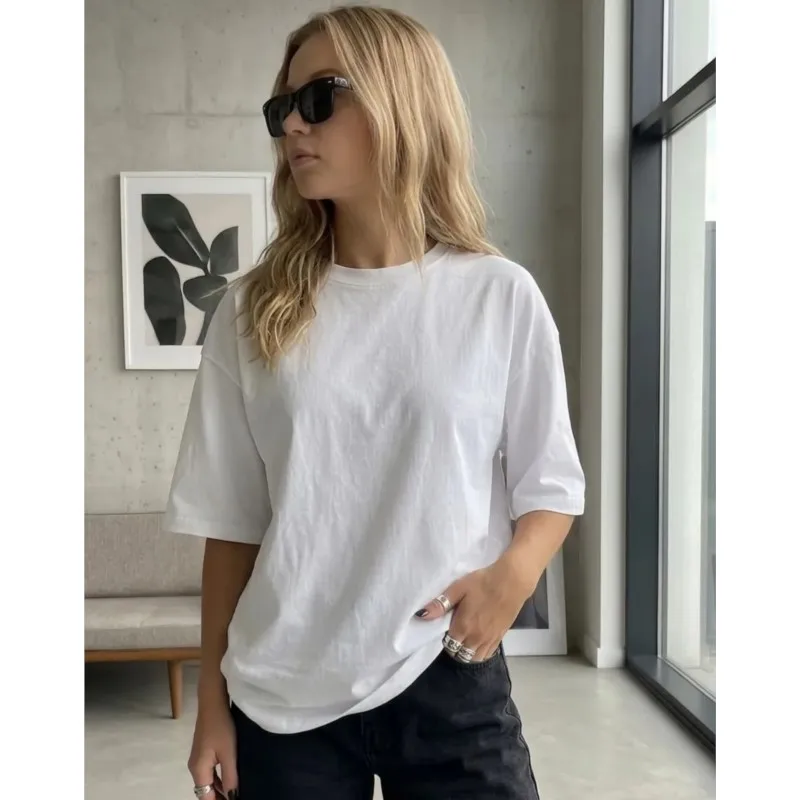 Cotton Women's T-shirts Simple No Pattern Fashion White & Black Tops Summer Office Study Sports Date Exercise Women's Clothes
Cotton Women's T-shirts Simple No Pattern Fashion White & Black Tops Summer Office Study Sports Date Exercise Women's Clothes