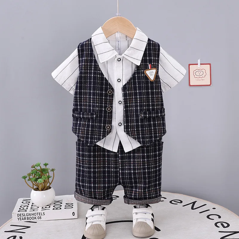 New Summer Fashion Baby Boys Clothes Suit Children Plaid Vest Shirt Shorts 3Pcs/Sets Infant Casual Costume Kids Tracksuits
New Summer Fashion Baby Boys Clothes Suit Children Plaid Vest Shirt Shorts 3Pcs/Sets Infant Casual Costume Kids Tracksuits