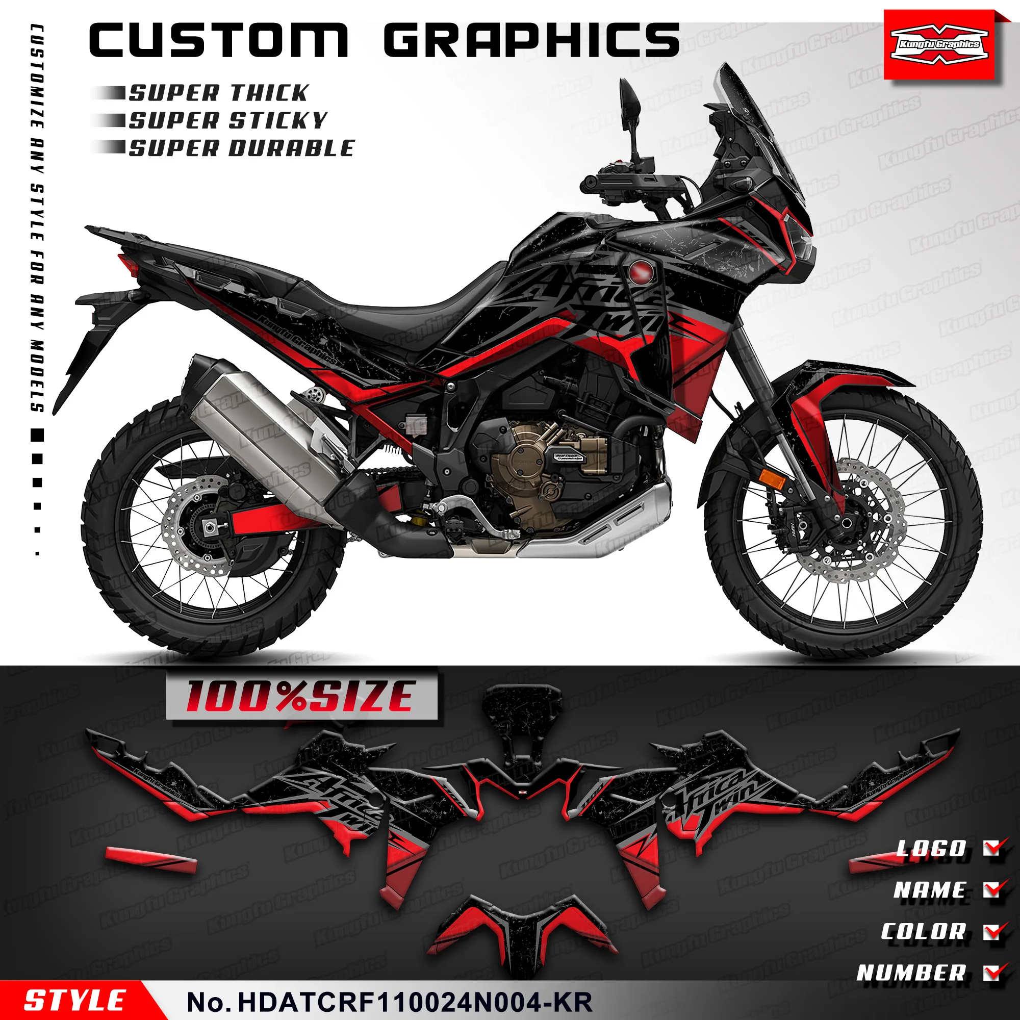 KUNGFU GRAPHICS Stickers Complete Vinyl Graphics for Honda Africa Twin CRF1100L 2024 2025, Protector, HDATCRF110024N004-KR
KUNGFU GRAPHICS Stickers Complete Vinyl Graphics for Honda Africa Twin CRF1100L 2024 2025, Protector, HDATCRF110024N004-KR