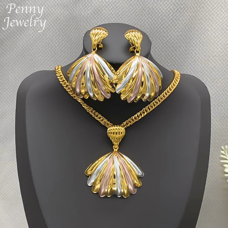Unique Shell Shape 18K Gold Plated Jewelry Set for Women Colorful Necklace Earrings Jewellery African Bridal Party Wedding Gifts
Unique Shell Shape 18K Gold Plated Jewelry Set for Women Colorful Necklace Earrings Jewellery African Bridal Party Wedding Gifts