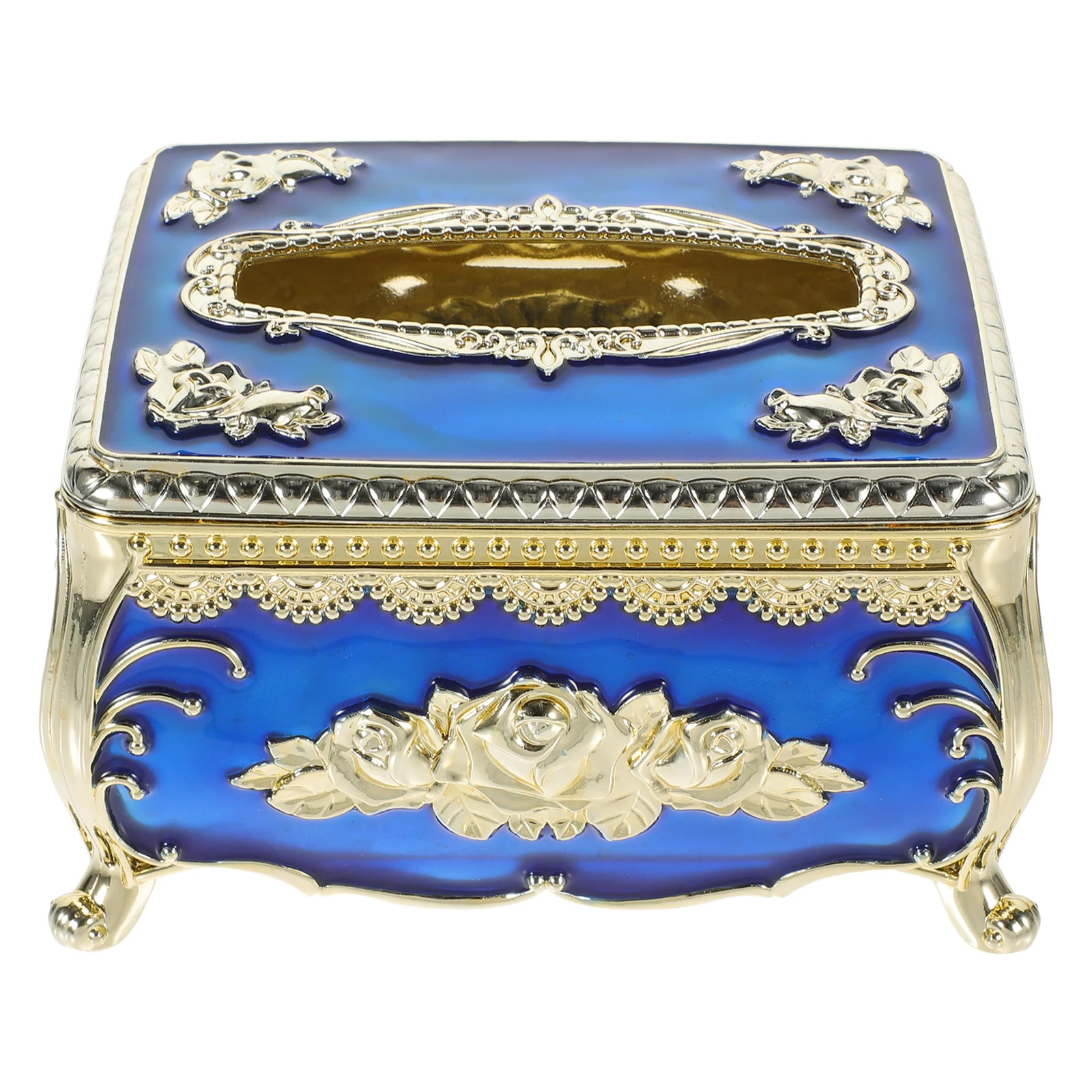 Relief Rose Tissue Vintage Decor Holder Desktop Blue Color Large Capacity Home Desk Organizer Storage Box Elegant Carving Design
Relief Rose Tissue Vintage Decor Holder Desktop Blue Color Large Capacity Home Desk Organizer Storage Box Elegant Carving Design