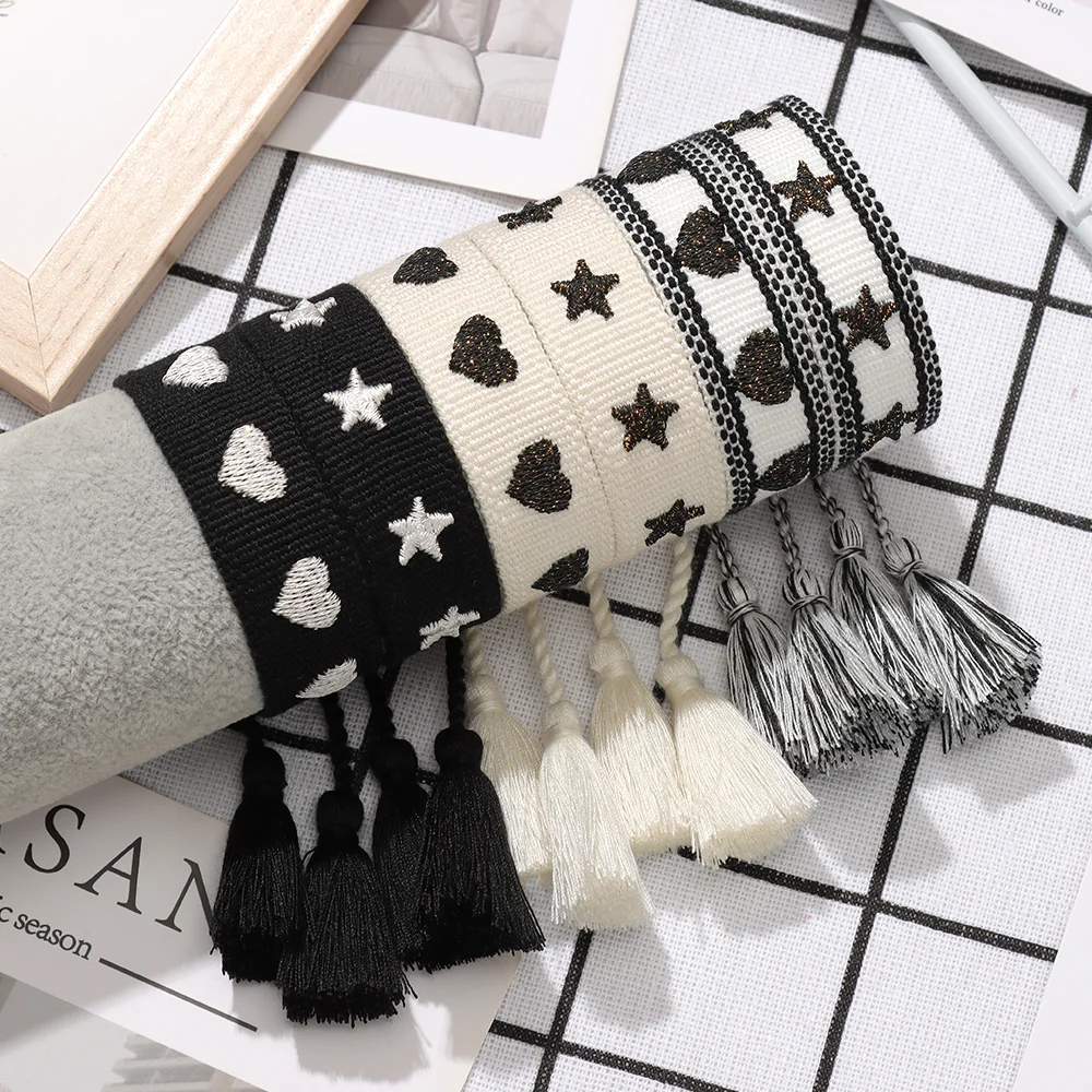 Classic Handmade Woven Bracelets Embroidery Hearts Stars Lucky Friendship Bracelets Christmas Gifts
Classic Handmade Woven Bracelets Embroidery Hearts Stars Lucky Friendship Bracelets Christmas Gifts