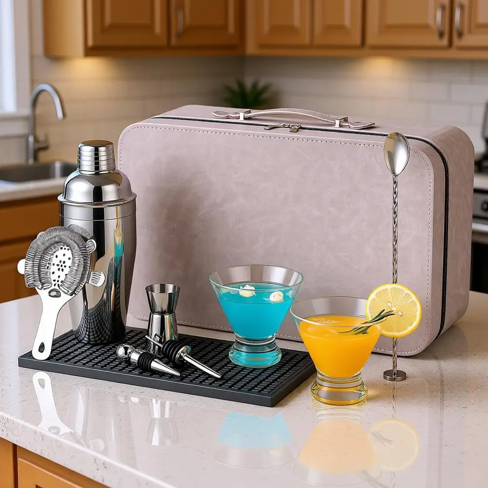 Набор для путешествий с 2 стаканами, набор бармена с чехлом и рецептами, набор для приготовления коктейлей или миксер, набор шейкеров для дома и улицы
Набор для путешествий с 2 стаканами, набор бармена с чехлом и рецептами, набор для приготовления коктейлей или миксер, набор шейкеров для дома и улицы