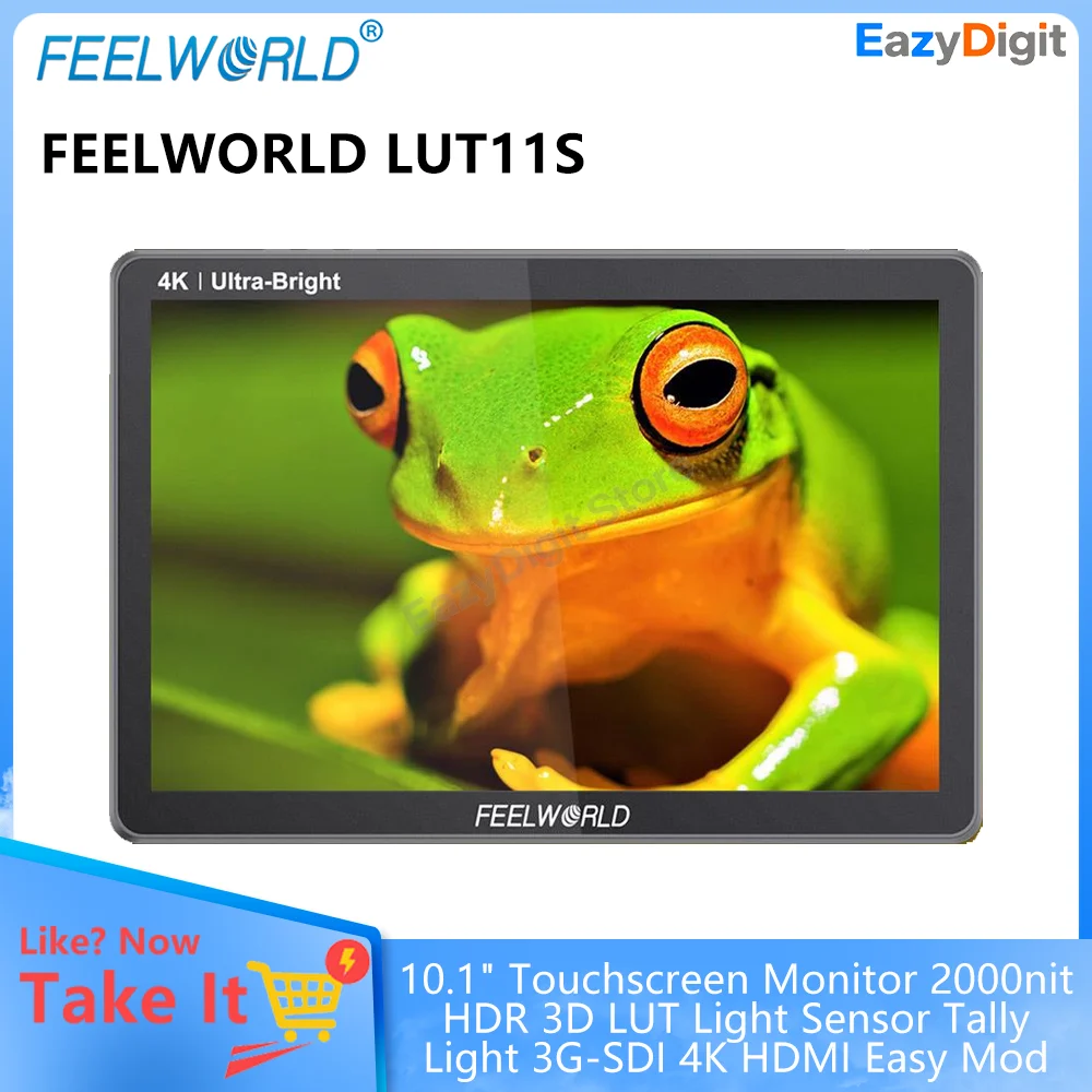 FEELWORLD LUT11S 10,1-дюймовый сенсорный монитор 2000nit HDR 3D LUT Light Sensor Tally Light 3G-SDI 4K HDMI I/O Easy Mod
FEELWORLD LUT11S 10,1-дюймовый сенсорный монитор 2000nit HDR 3D LUT Light Sensor Tally Light 3G-SDI 4K HDMI I/O Easy Mod