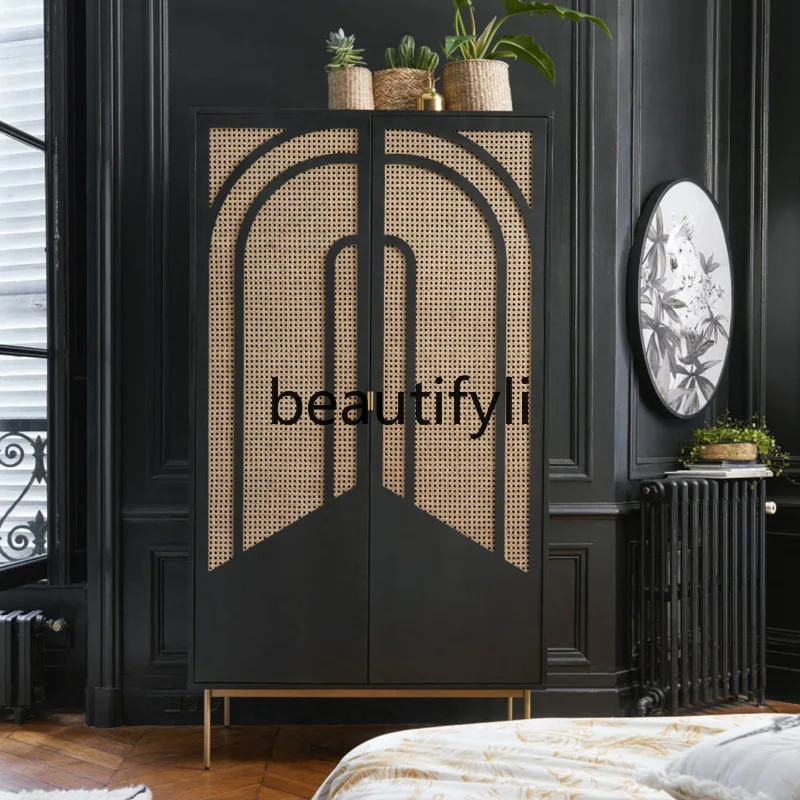 Nordic light luxury solid wood rattan wardrobe bedroom storage cabinet Japanese-style homestay double door locker
Nordic light luxury solid wood rattan wardrobe bedroom storage cabinet Japanese-style homestay double door locker