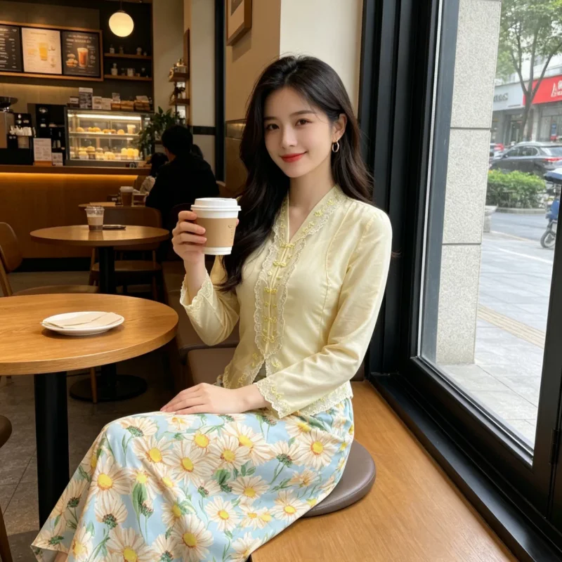 Little Nyonya Embroidered Lace Flower V-neck Slimming Waist Thin Shirt Skirt
Little Nyonya Embroidered Lace Flower V-neck Slimming Waist Thin Shirt Skirt