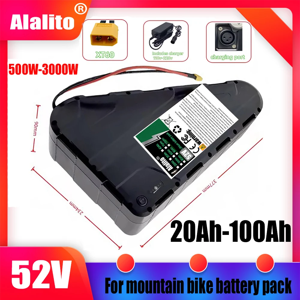 Air fast transportation 52V100AH High Capacity Waterproof Hard Case Strong power battery pack 350W500W750W1000W triangle battery
Air fast transportation 52V100AH High Capacity Waterproof Hard Case Strong power battery pack 350W500W750W1000W triangle battery
