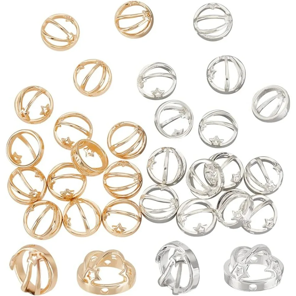 28pcs Round Bead Frames Gold Silver Spacer Beads Circle Frame Charms Brass Bead Frame with Star Double Hole Bead Making Kit
28pcs Round Bead Frames Gold Silver Spacer Beads Circle Frame Charms Brass Bead Frame with Star Double Hole Bead Making Kit