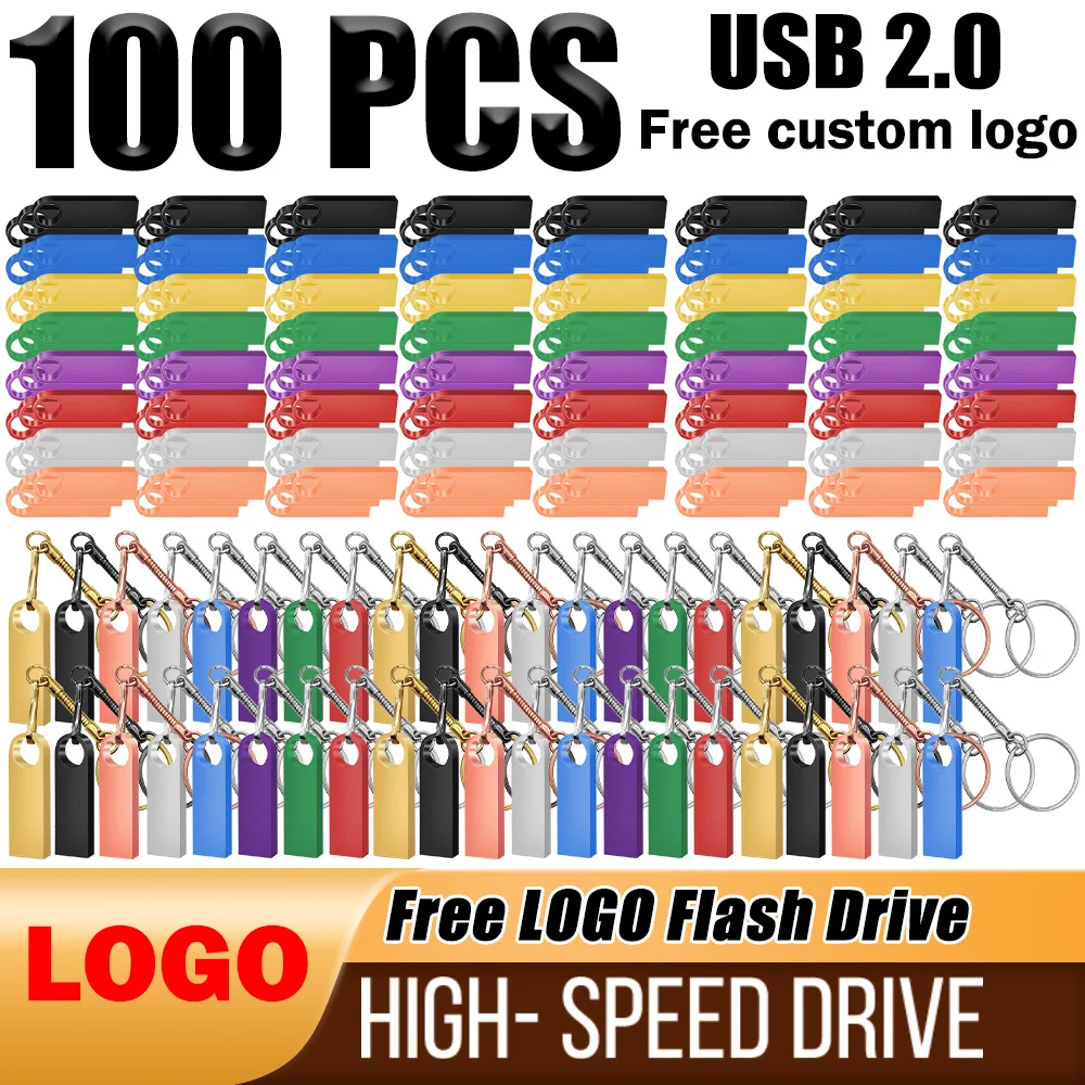 100Pcs/lot Metal 2.0 Pen Drive 64GB 32GB 16GB Free Custom Logo Flash Drive Memory Stick 8GB 4GB 2GB 1GB U Disk With Key Chain
100Pcs/lot Metal 2.0 Pen Drive 64GB 32GB 16GB Free Custom Logo Flash Drive Memory Stick 8GB 4GB 2GB 1GB U Disk With Key Chain