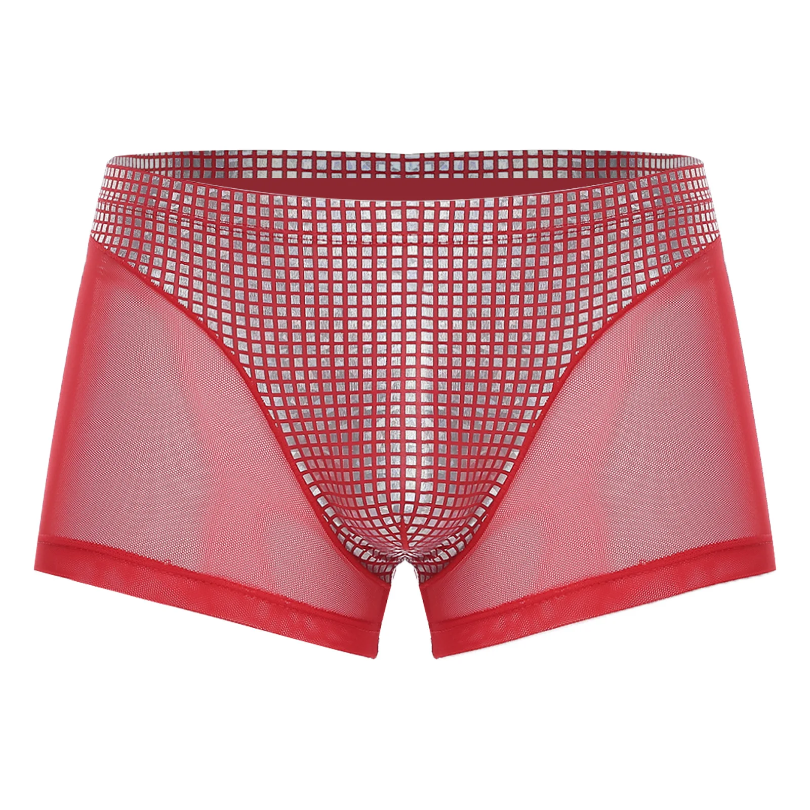 Mens Metallic Shiny Plaid Mesh Patchwork Shorts Trunks Elastic Waistband Breathable Boxer Briefs Underwear for Beach Club Party
Mens Metallic Shiny Plaid Mesh Patchwork Shorts Trunks Elastic Waistband Breathable Boxer Briefs Underwear for Beach Club Party
