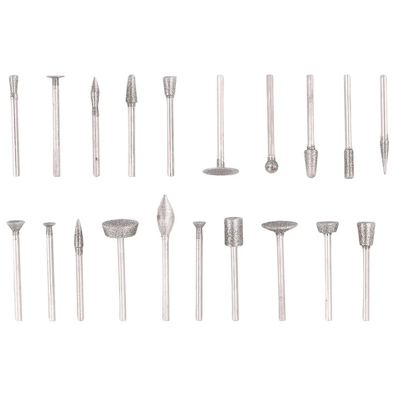 Stone Carving Set Diamond Burr Bits,20PCS Polishing Kits Rotary Tools Accessories with 1/8 Inch Shank for Carving
Stone Carving Set Diamond Burr Bits,20PCS Polishing Kits Rotary Tools Accessories with 1/8 Inch Shank for Carving