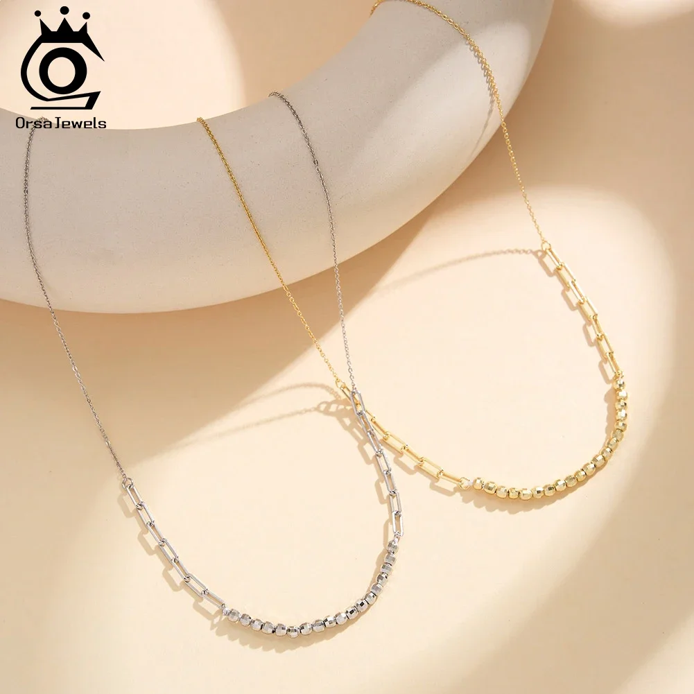ORSA JEWELS Trendy Splice Paperclip Chain Ball Beads Necklace Charm 925 Sterling Silver Women Fashion Jewelry Gift APN57
ORSA JEWELS Trendy Splice Paperclip Chain Ball Beads Necklace Charm 925 Sterling Silver Women Fashion Jewelry Gift APN57