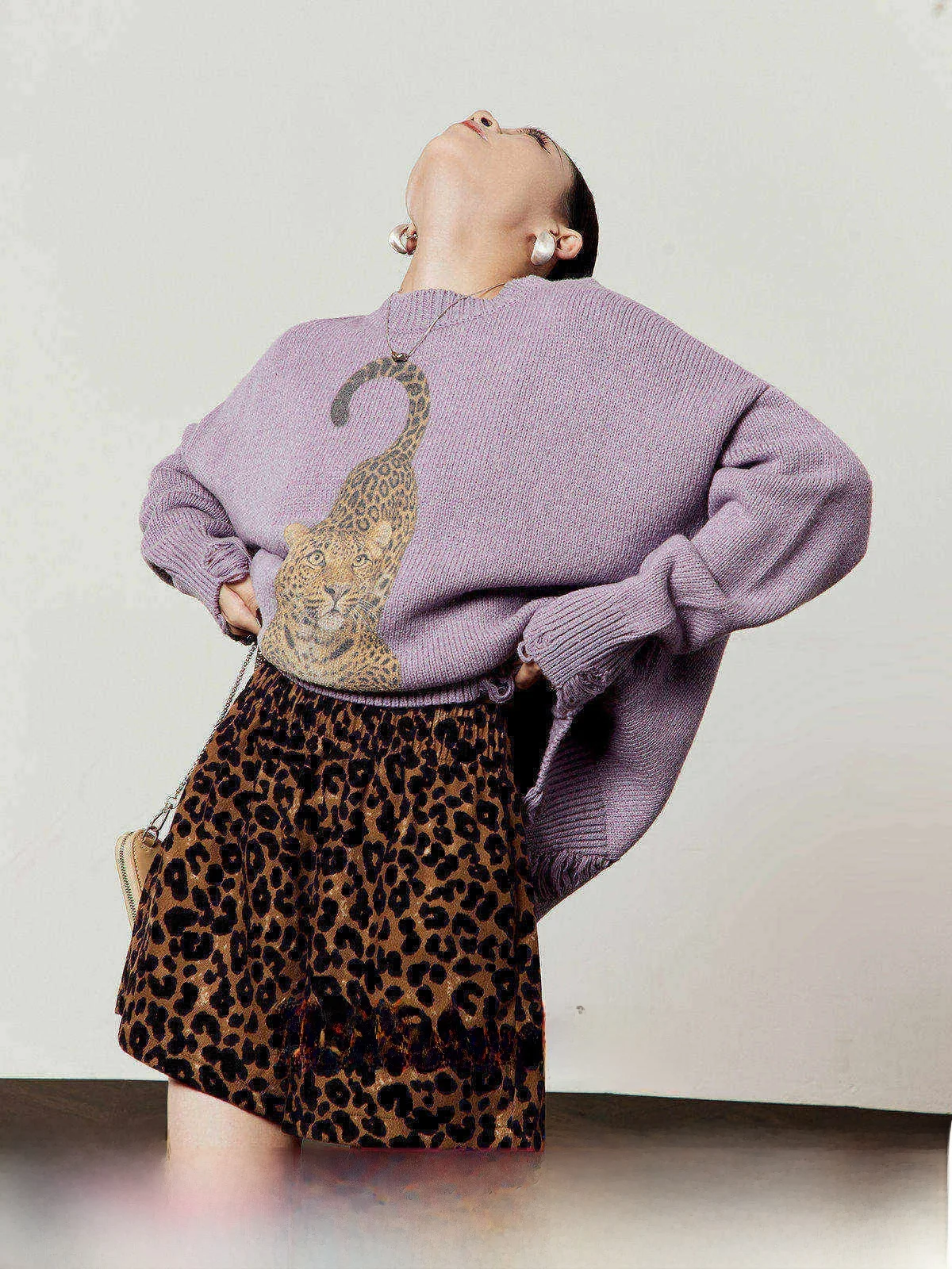 Loose Casual Purple Sweater Women's Spring New Lazy Knitted Shirt Ppabe Print Long Sleeve Casual Style Fashion Knitwear
Loose Casual Purple Sweater Women's Spring New Lazy Knitted Shirt Ppabe Print Long Sleeve Casual Style Fashion Knitwear