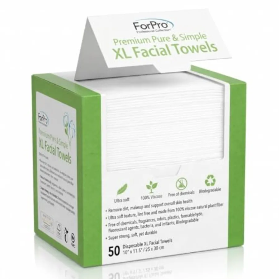 ForPro Disposable Face Towels for Sensitive Skin, XL Dry Wipes Makeup Remover, Ultra Soft Lint-Free Viscose Face Cloths, Chemic
ForPro Disposable Face Towels for Sensitive Skin, XL Dry Wipes Makeup Remover, Ultra Soft Lint-Free Viscose Face Cloths, Chemic