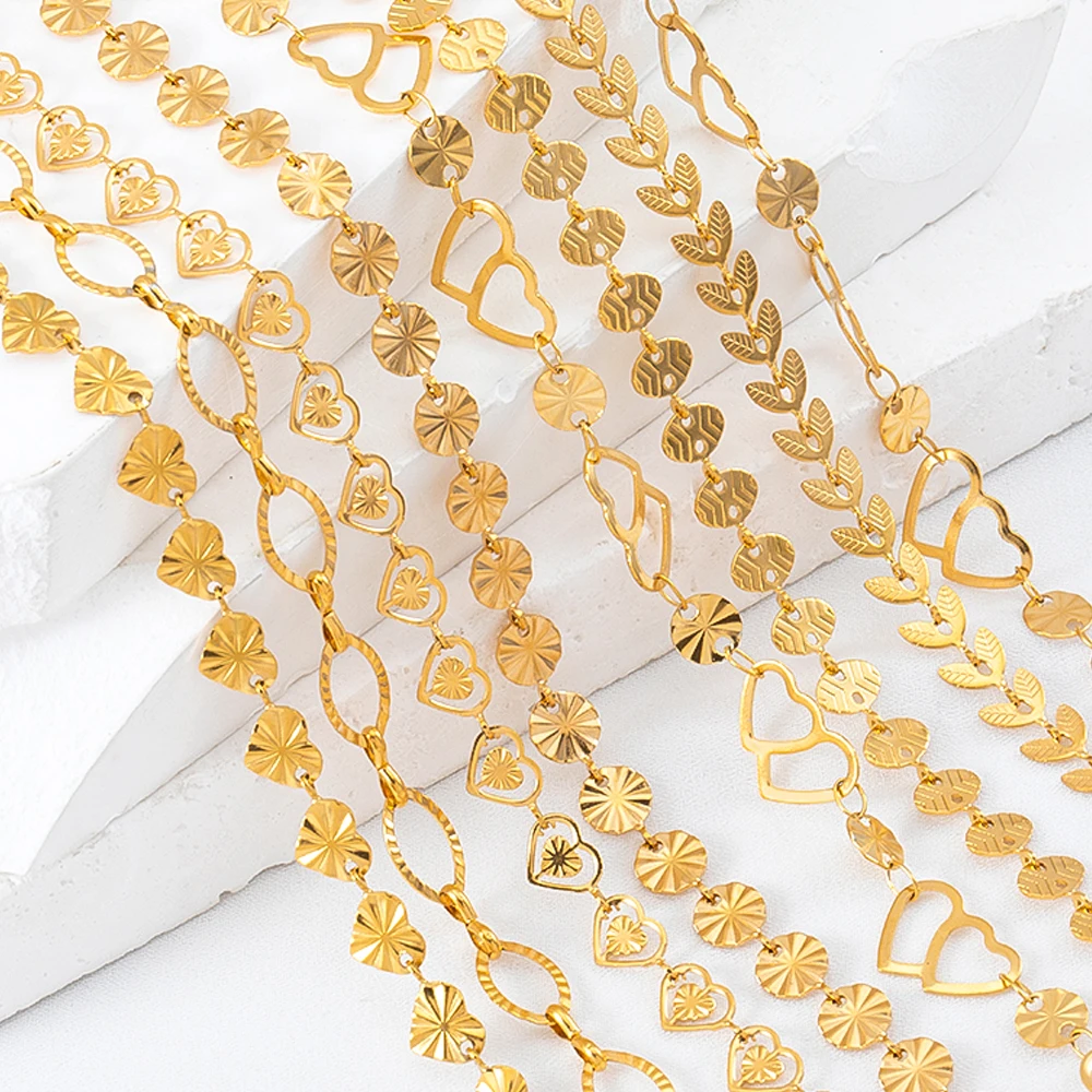 2Meters 1Meter Stainless Steel Embossing Love Heart Leaf Chains Necklace Bracelet Jewelry Making DIY Chain Supplies Wholesale
2Meters 1Meter Stainless Steel Embossing Love Heart Leaf Chains Necklace Bracelet Jewelry Making DIY Chain Supplies Wholesale
