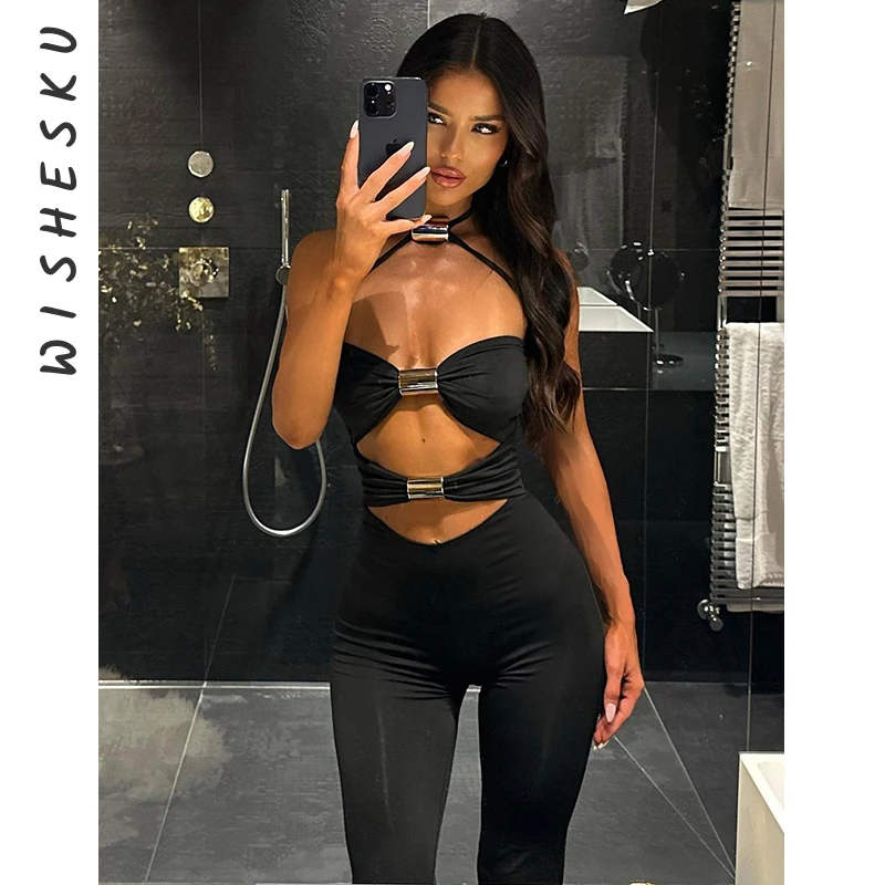 Metal Buckle Hollow Out Jumpsuit Women Sexy Club Party Outfit Overalls Fashion Halter Sleeveless Backless Bodycon Rompers
Metal Buckle Hollow Out Jumpsuit Women Sexy Club Party Outfit Overalls Fashion Halter Sleeveless Backless Bodycon Rompers