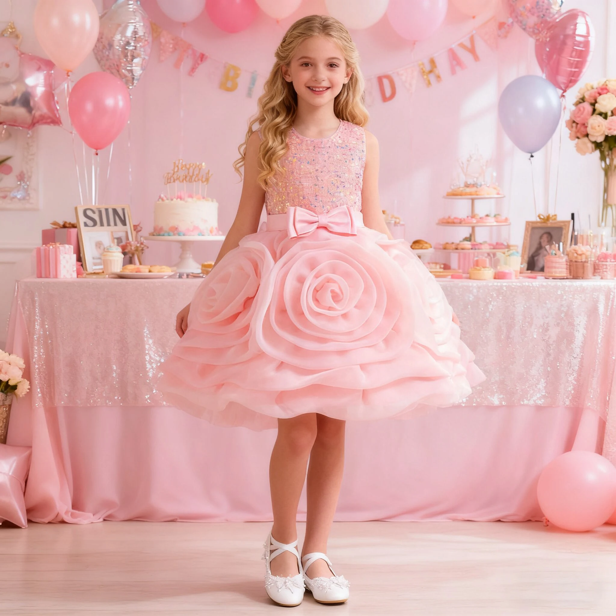 Женское платье с большими цветами и блестками, розовое фатиновое платье для девочек на день рождения и свадьбу, вечернее платье для выступления на пианино
Женское платье с большими цветами и блестками, розовое фатиновое платье для девочек на день рождения и свадьбу, вечернее платье для выступления на пианино