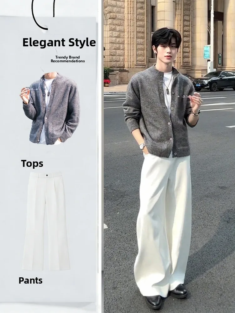 Gray Knitted Open Cardigan Jacket Men's Spring Fashion White Knife Suit Pants High-End Feelings Complete Set Teenager
Gray Knitted Open Cardigan Jacket Men's Spring Fashion White Knife Suit Pants High-End Feelings Complete Set Teenager