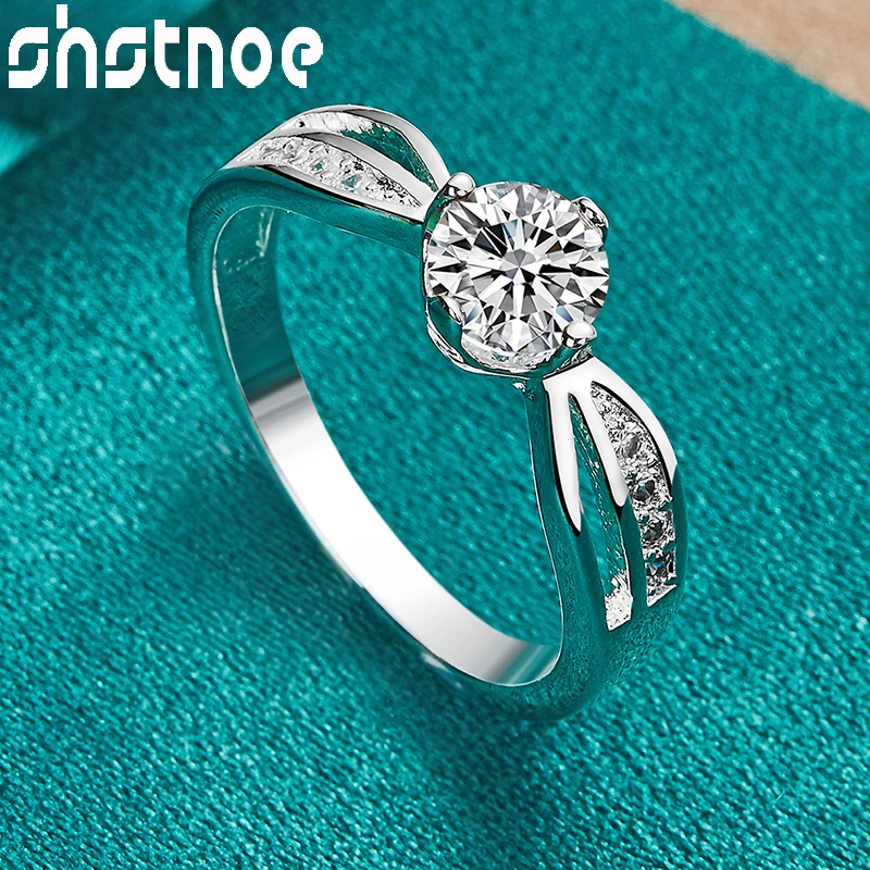 SHSTONE 925 Sterling Silver Round Zircon Crystal Rings For Women Engagement Wedding Birthday Party Fashion Jewelry Lady Gifts
SHSTONE 925 Sterling Silver Round Zircon Crystal Rings For Women Engagement Wedding Birthday Party Fashion Jewelry Lady Gifts