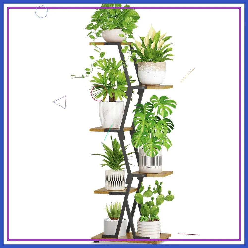 5-Tier Indoor Plant Stand, Corner Metal & Wood Flower Shelf for Living Room Balcony, Space Saving Display in Black & Brown
5-Tier Indoor Plant Stand, Corner Metal & Wood Flower Shelf for Living Room Balcony, Space Saving Display in Black & Brown