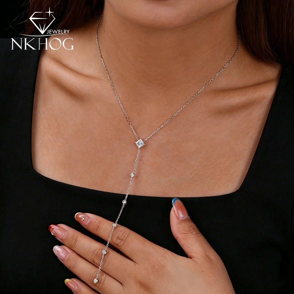 NKHOG 1CT Real Moissanite S925 Silver Bubble Necklaces For Women Princess Cut Lab Diamond Tassel Neck Chains Fine Jewelry Gifts
NKHOG 1CT Real Moissanite S925 Silver Bubble Necklaces For Women Princess Cut Lab Diamond Tassel Neck Chains Fine Jewelry Gifts