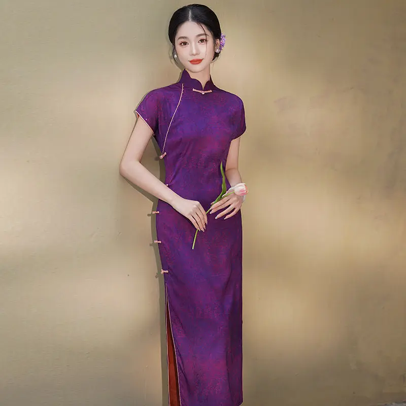 Purple National Style New Chinese Style Long Improved Cheongsam 2026 Women's Dress Summer Qipao
Purple National Style New Chinese Style Long Improved Cheongsam 2026 Women's Dress Summer Qipao