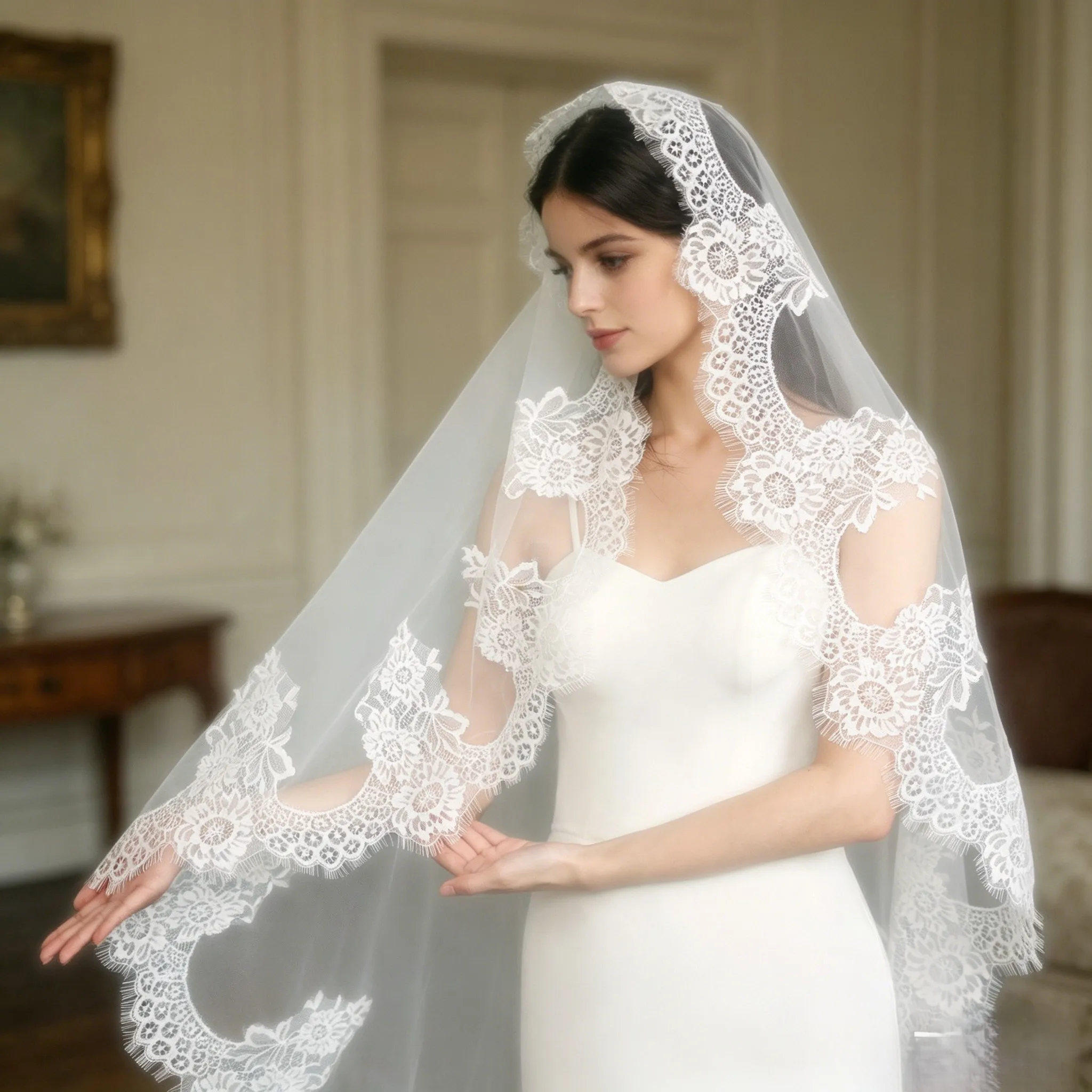 1Layer Lace Edge Bridal Veil Wedding Veil with Comb Eyelash Lace Scalloped Edge Tulle for Brides Multiple lengths available G77
1Layer Lace Edge Bridal Veil Wedding Veil with Comb Eyelash Lace Scalloped Edge Tulle for Brides Multiple lengths available G77