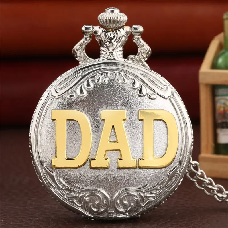 Vintage Silver Golden Dad Design Men's Pocket Watch Quartz Movement Clock Fob Necklace Chain Arabic Number Timepiece
Vintage Silver Golden Dad Design Men's Pocket Watch Quartz Movement Clock Fob Necklace Chain Arabic Number Timepiece