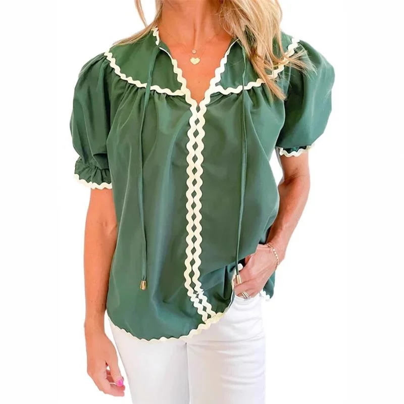 Новый летний женский повседневный топ с V-образным вырезом, свободного кроя, из хлопка, с кружевным поясом и цветочным декором
Новый летний женский повседневный топ с V-образным вырезом, свободного кроя, из хлопка, с кружевным поясом и цветочным декором