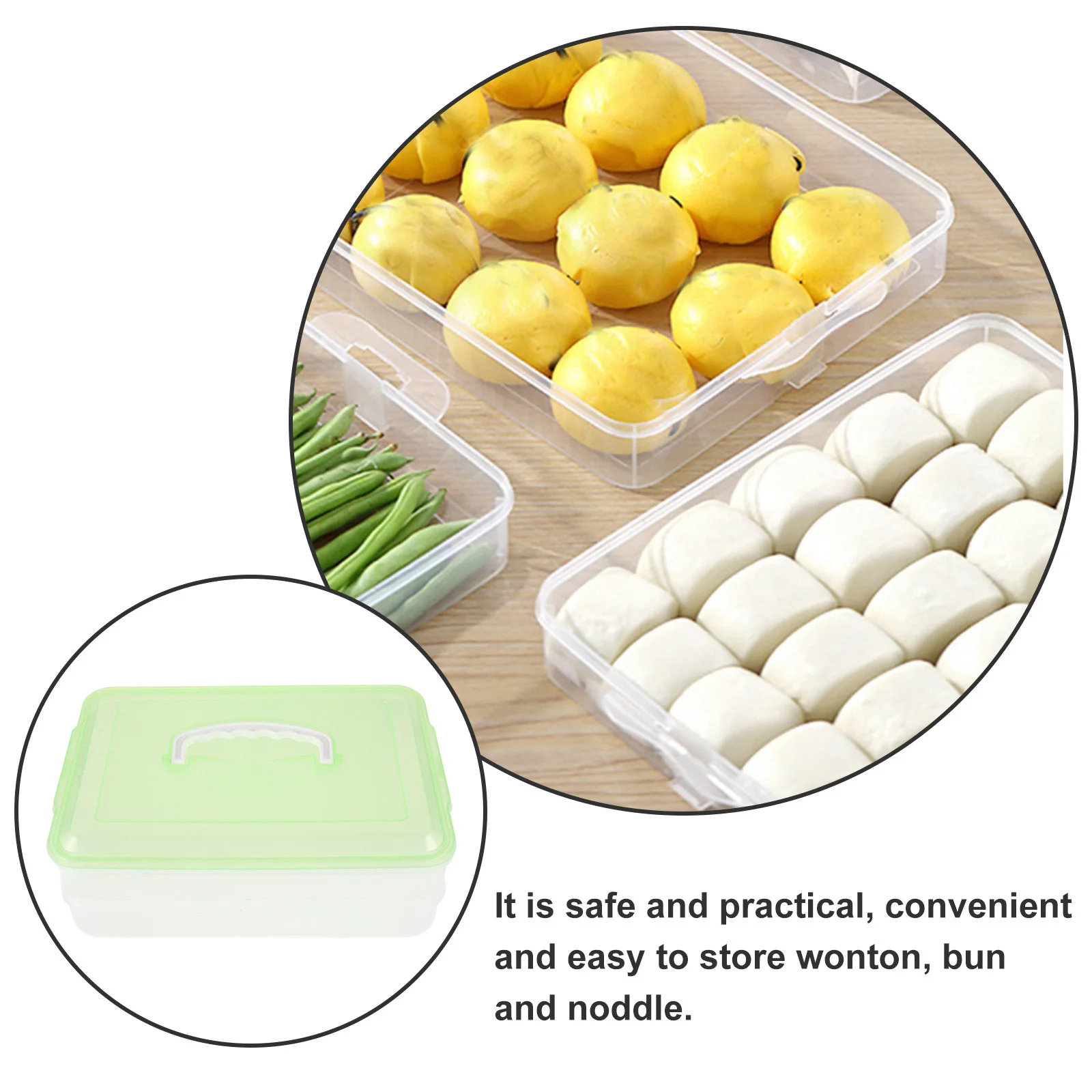 Refrigerator Dumpling Box Translucent Plastic Reusable Food Storage Container Large Capacity Kitchen Organizer For Wonton