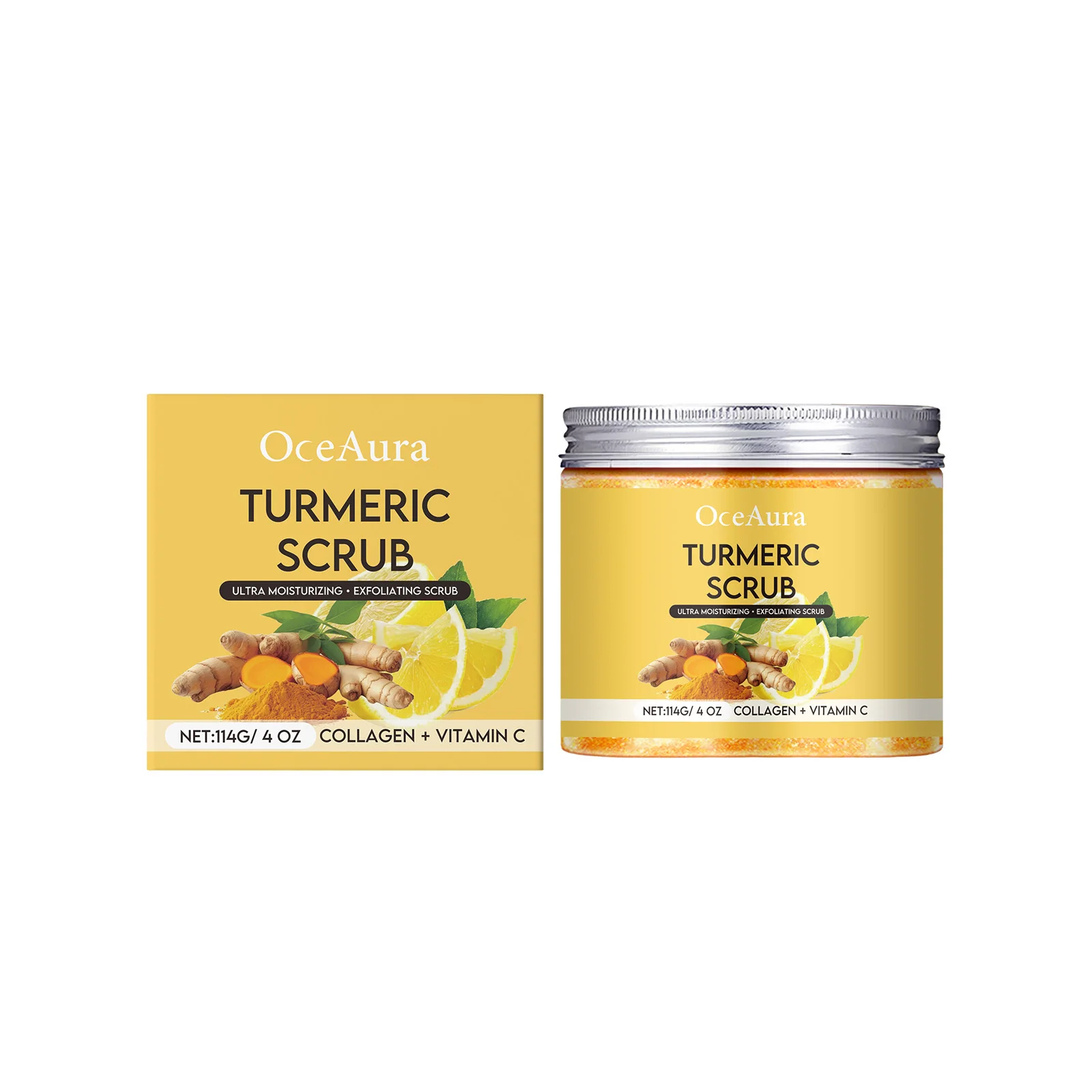Turmeric Scrub - Ultra Moisturizing & Exfoliating Face & Body Scrub with Collagen + Vitamin C - 120g
Turmeric Scrub - Ultra Moisturizing & Exfoliating Face & Body Scrub with Collagen + Vitamin C - 120g