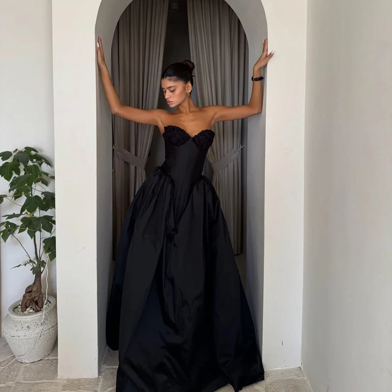 Thinyfull Black A-Line Prom Evening Dresses Saudi Arabia Sweetheart Satin Party Dress Women Night Cocktail Prom Gowns Customized
Thinyfull Black A-Line Prom Evening Dresses Saudi Arabia Sweetheart Satin Party Dress Women Night Cocktail Prom Gowns Customized